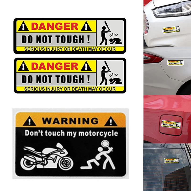 2Pcs Car Sticker Danger Do Not Touch Serious Injury Or Death May Occur PVC Decal Car Sticker Warning Car Note Reflective Sticker