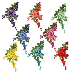 1 pz patch fai da te fiore 3D pizzo ricamo Applique tessuto artigianale