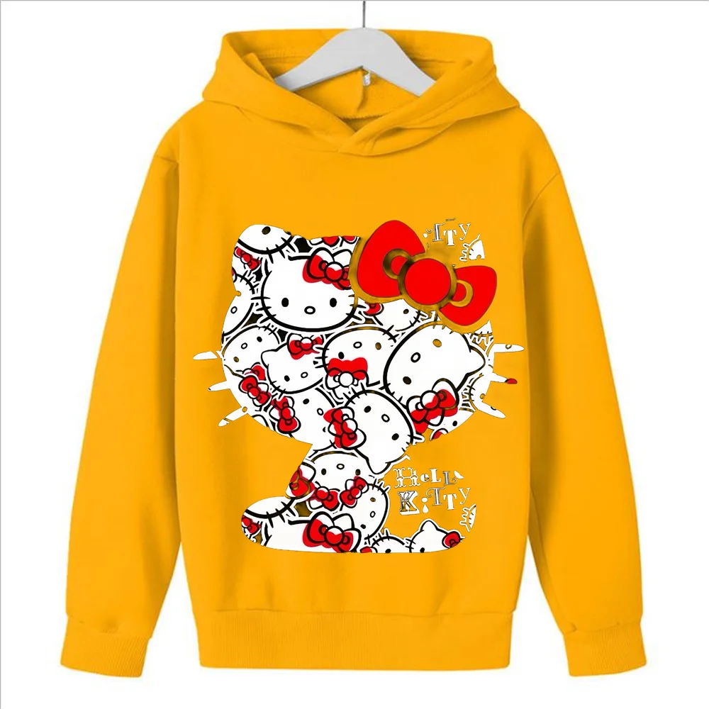 Boys Girls Hello Kitty Hoodies Long Sleeves Cartoon Sweatshirt Baby Children‘s Clothing Autumn Pullovers Women Kids Street Wear