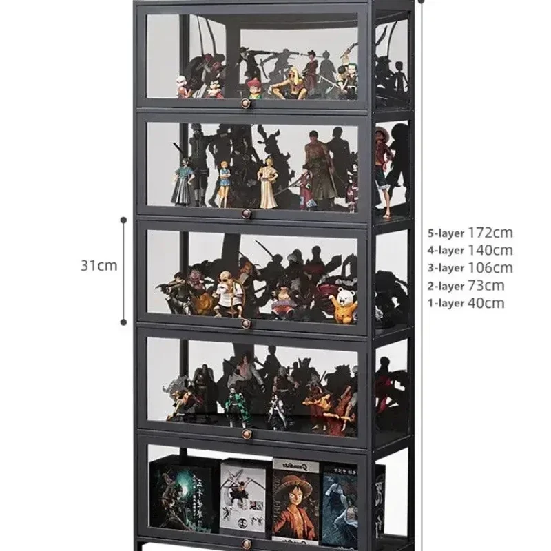 Display Cabinet for Figures Acrylic Transparent Dustproof Display Case Living Room Storage Box Commodity Shelf Bookcase Shelving