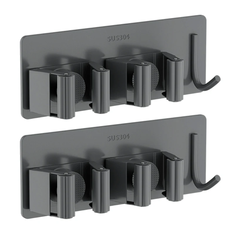 Suporte para esfregão montado na parede, suporte para esfregão e vassoura aço inoxidável, sem perfuração automática e65b