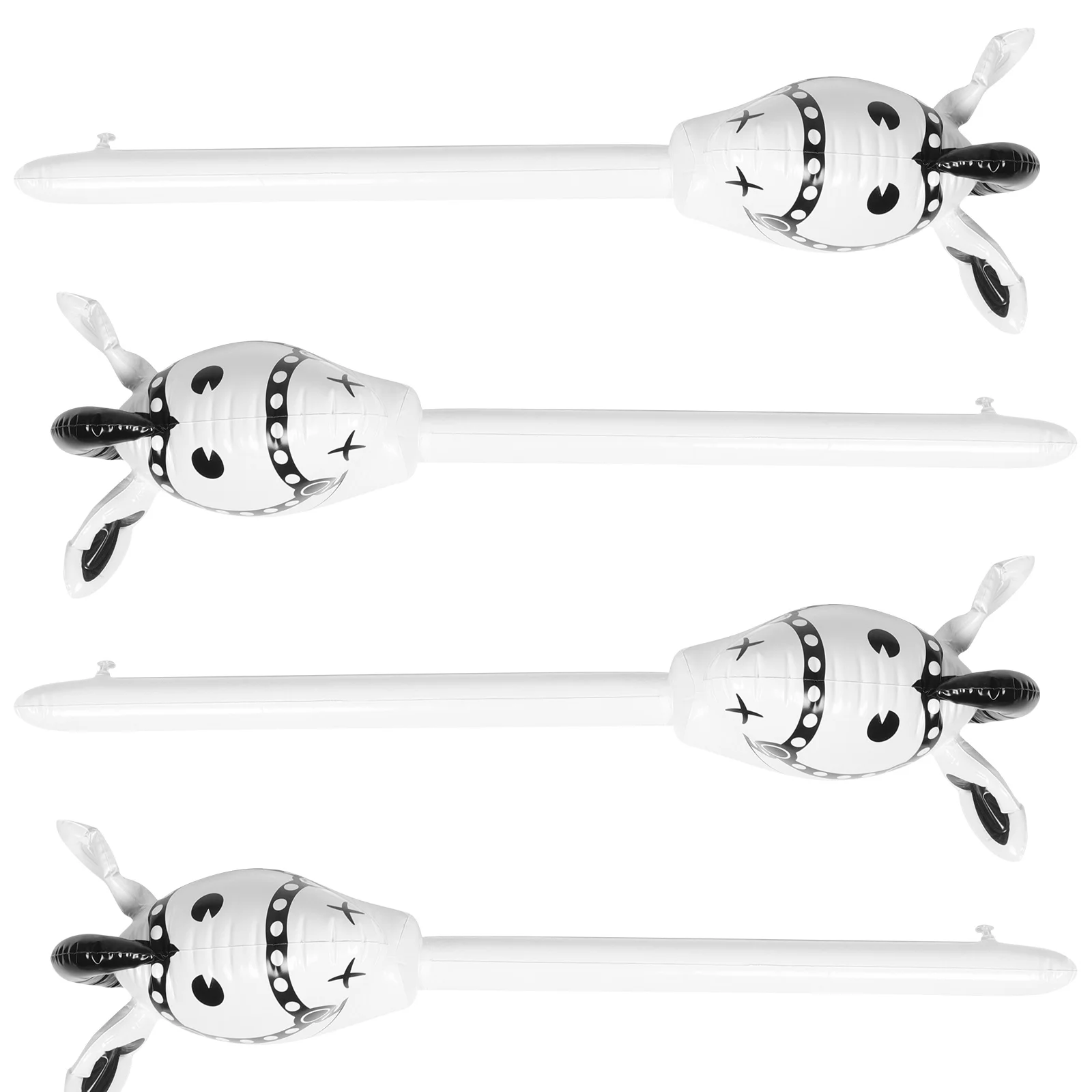 

4 Pcs Inflatable Horse Stick Tots Toys Horse's Head Prop Props White Pvc Balloon Sticks