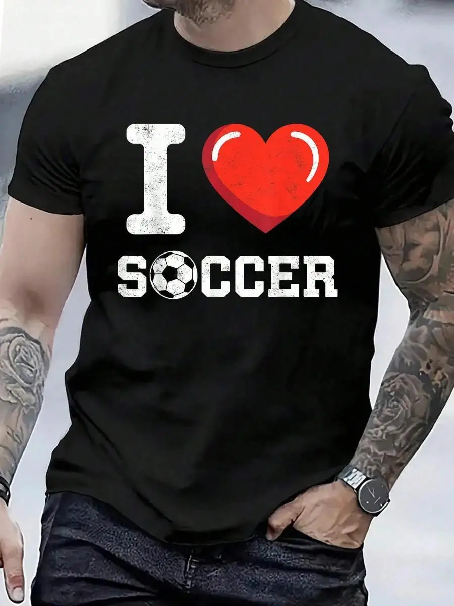 100_ Cotton I Love Soccer Goalie Girl Player Fan Game Day Soccer Tee T-Shirt Men s Women s Vintage Summer Vacation Tops Graphic Tee
