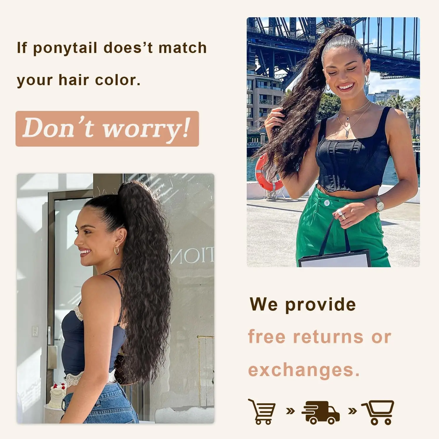 Claw Clip Ponytail Extensions Water Wave 100% Human Hair Clip In Pony Tails Hair Extensions 10\