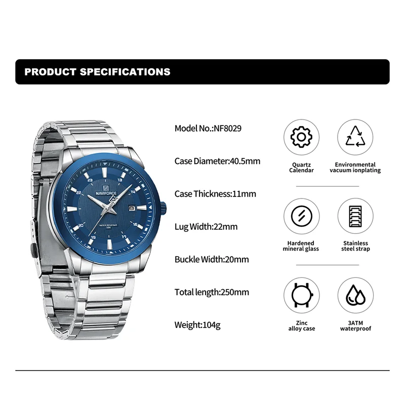 2023 Top Brand NAVIFORCE Fashion Men Watches Date Waterproof Quartz Wristwatch Luxury Casual Luminous Clock Relogio Masculino