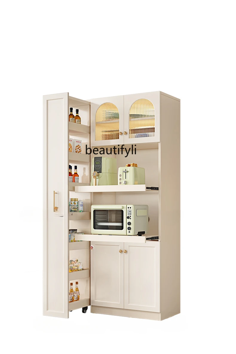 Dining Side High Cabinet Integrated Wall Multi-Functional Household Kitchen Solid Wood Wine Cabinet Storage Tea Cupboard