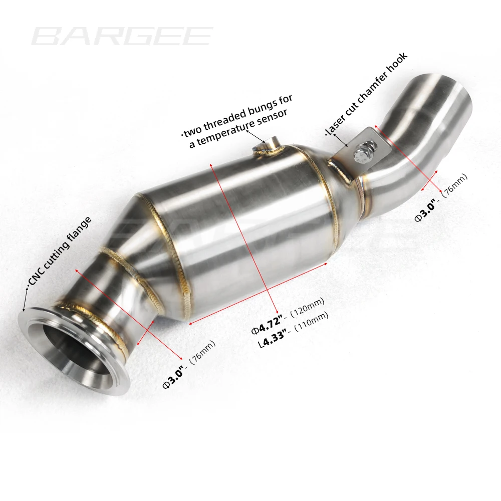 Bargee high performance catted exhaust Downpipes For BMW N55 3.0T 2014-2018 F10 F07 F18 F15 F16 535`i 535GT 535Li X5 X6