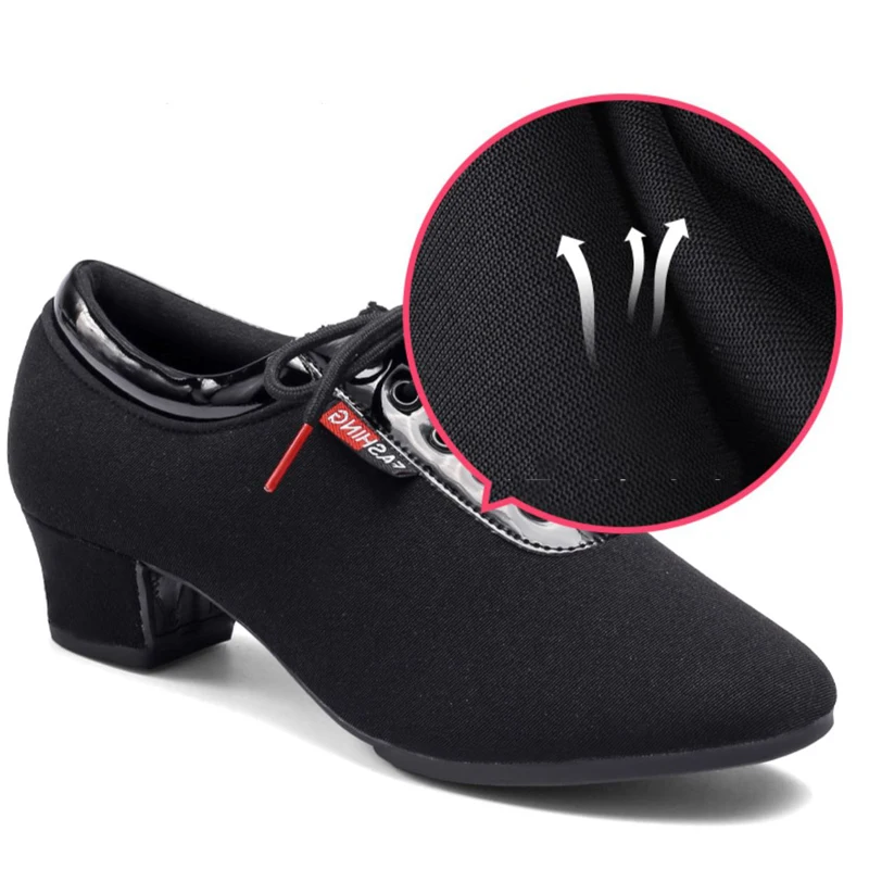 Ballroom Jazz Salsa Men Dancing Shoes Women Dance Shoes Latin Heels 5CM Practice Black/Red Casual Training Modern Dance Sneakers