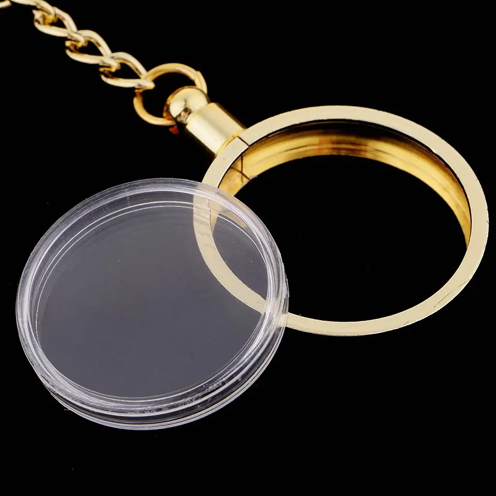 Portable Coin Collection Keyring 30mm Circle Shape Metal Holder Pendant Keychain for Backpack Purse