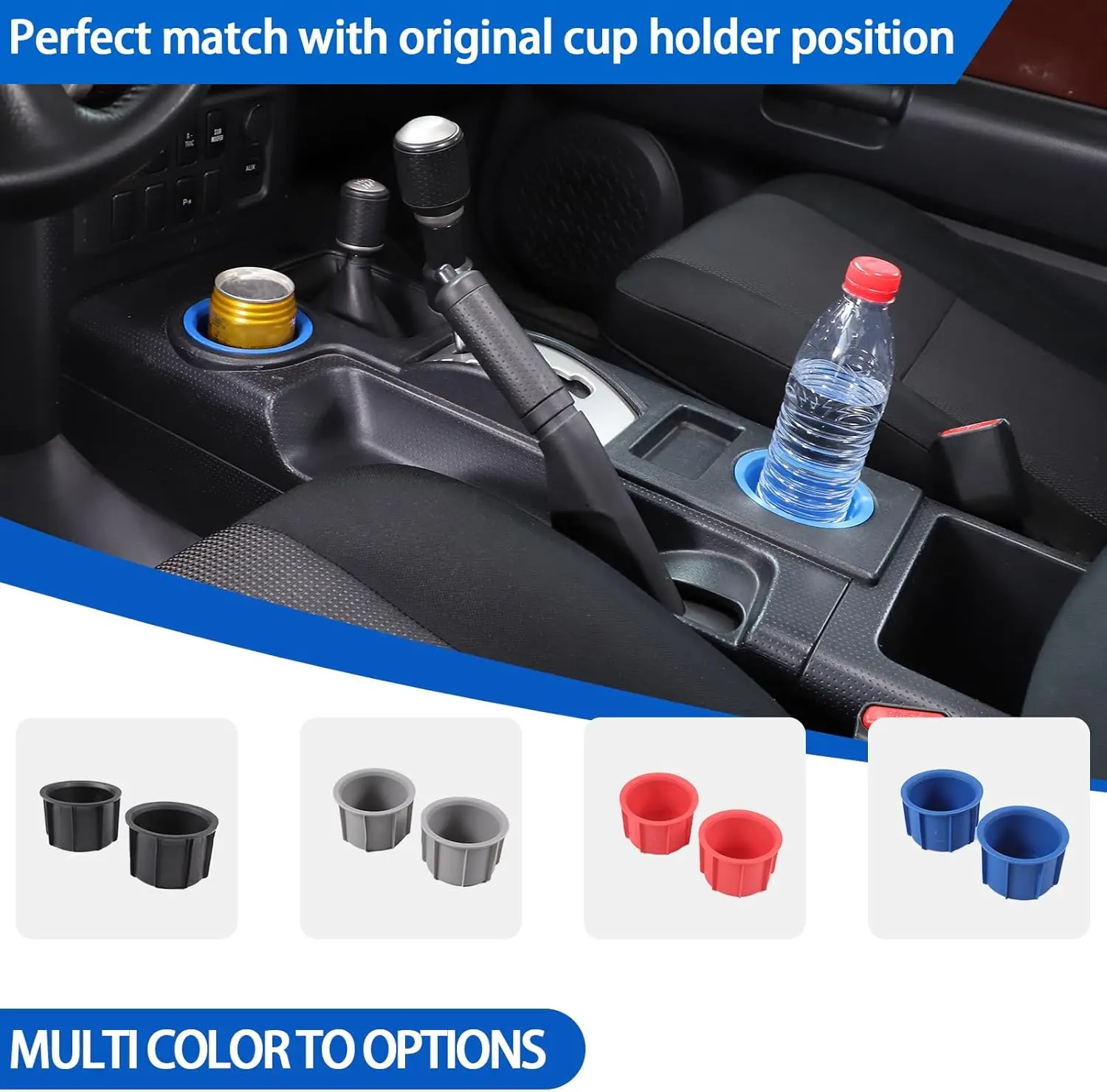 

TPE Car Center Console Front Water Cup Holder Insert Box For Toyota FJ Cruiser 2007-2021 Beverage Storage Mount Accessories