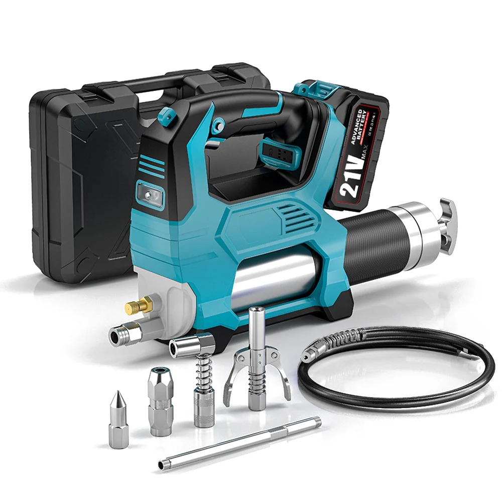 SIHAO 12000PSI Electric Grease Gun Kit Cordless Brushless High Pressure Greasing Machine Oil Tool Set 39.4" Flexible Hose