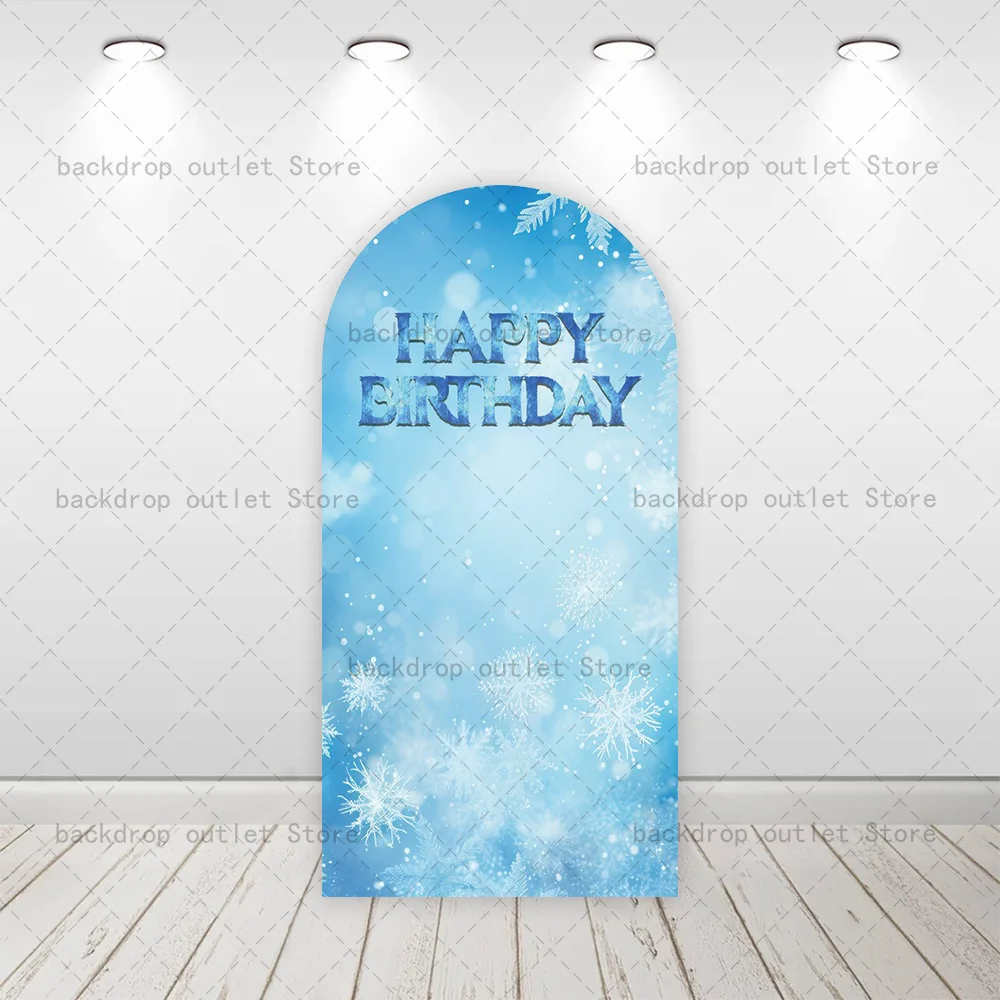 Mehofond Frozen Castle Arch Backdrop Princess Kids Baby Shower Happy Birthday Party Decorations Chiara Wall Arch Background view 3