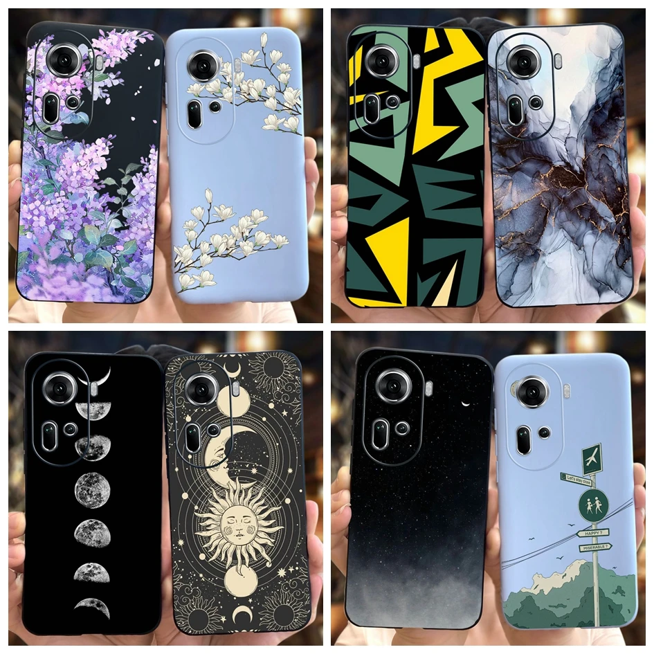 For Oppo Reno 11 5G Case CPH2599 Stylish Flower Silicone Soft Capa Shockproof Cover For Oppo Reno 11 Pro 2024 Reno11 Phone Cases