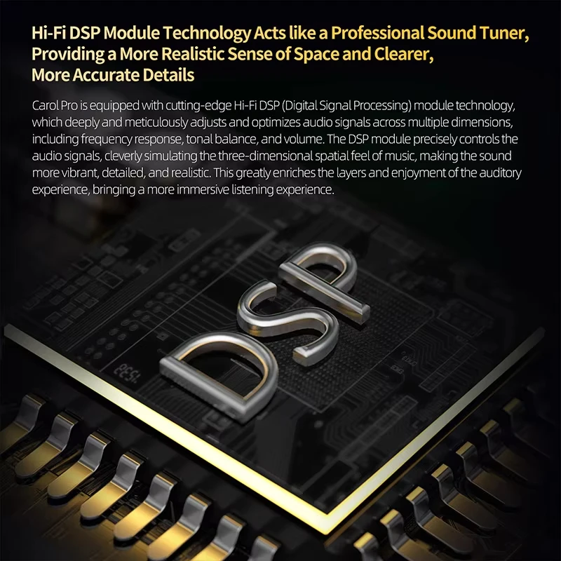 سماعات أذن كارول برو ANC بلوتوث 5.4 55 ديسيبل مع خاصية إلغاء الضوضاء 6 ميكروفون اتصال LDAC HiFi DSP 35H تشغيل 55 مللي ثانية تأخير منخفض داخل الأذن رياضي