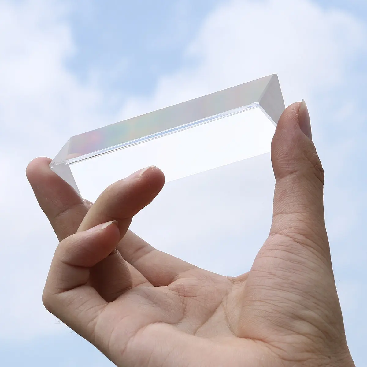 Crystal Optical Triangular Prism 100X30X30Mm Durable Physics Teaching Tool Light Spectrum Experiment Precise Cutting Glass