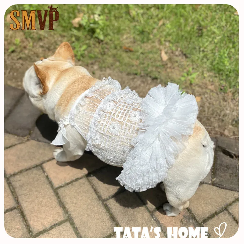 

Original Pet Small Dog Wedding Dress White Suspender Dress Summer Ballet Dress Style puppy clothes