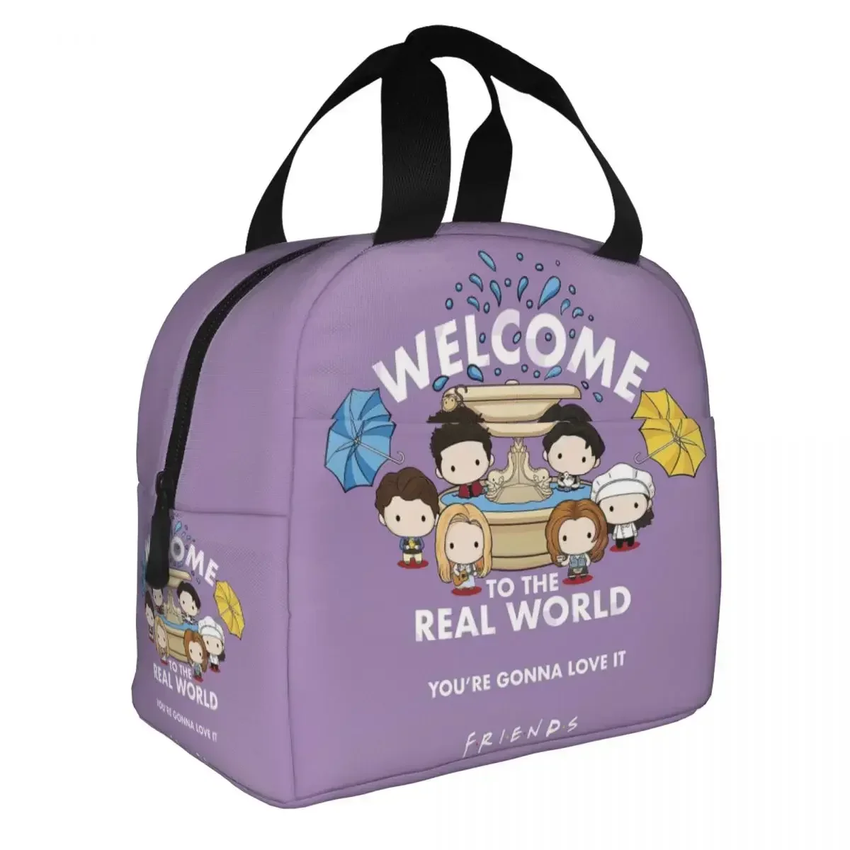 Friends TV Show Insulated Lunch Bags Cooler Bag Reusable Kawaii Cartoon Large Tote Lunch Box Girl Boy College Outdoor