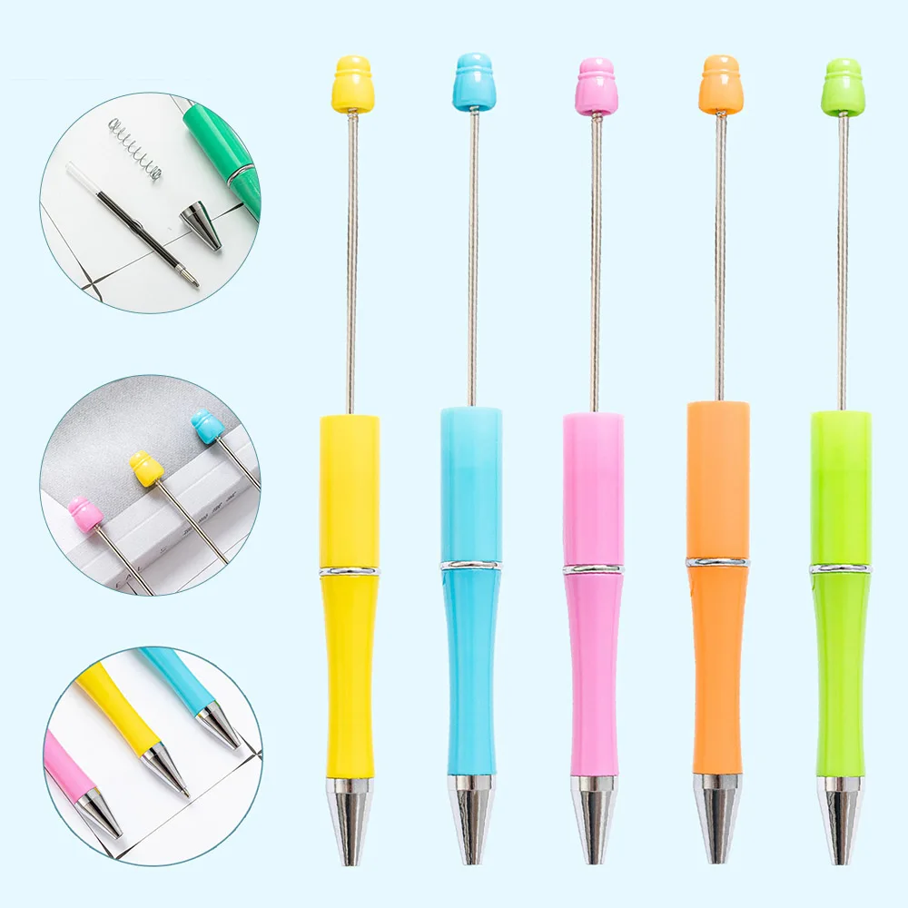 50-200pcs Black Ink Ballpoint Pens Plastic Bead Pen DIY Personalized Gifts School Office Writing Supplies Stationery