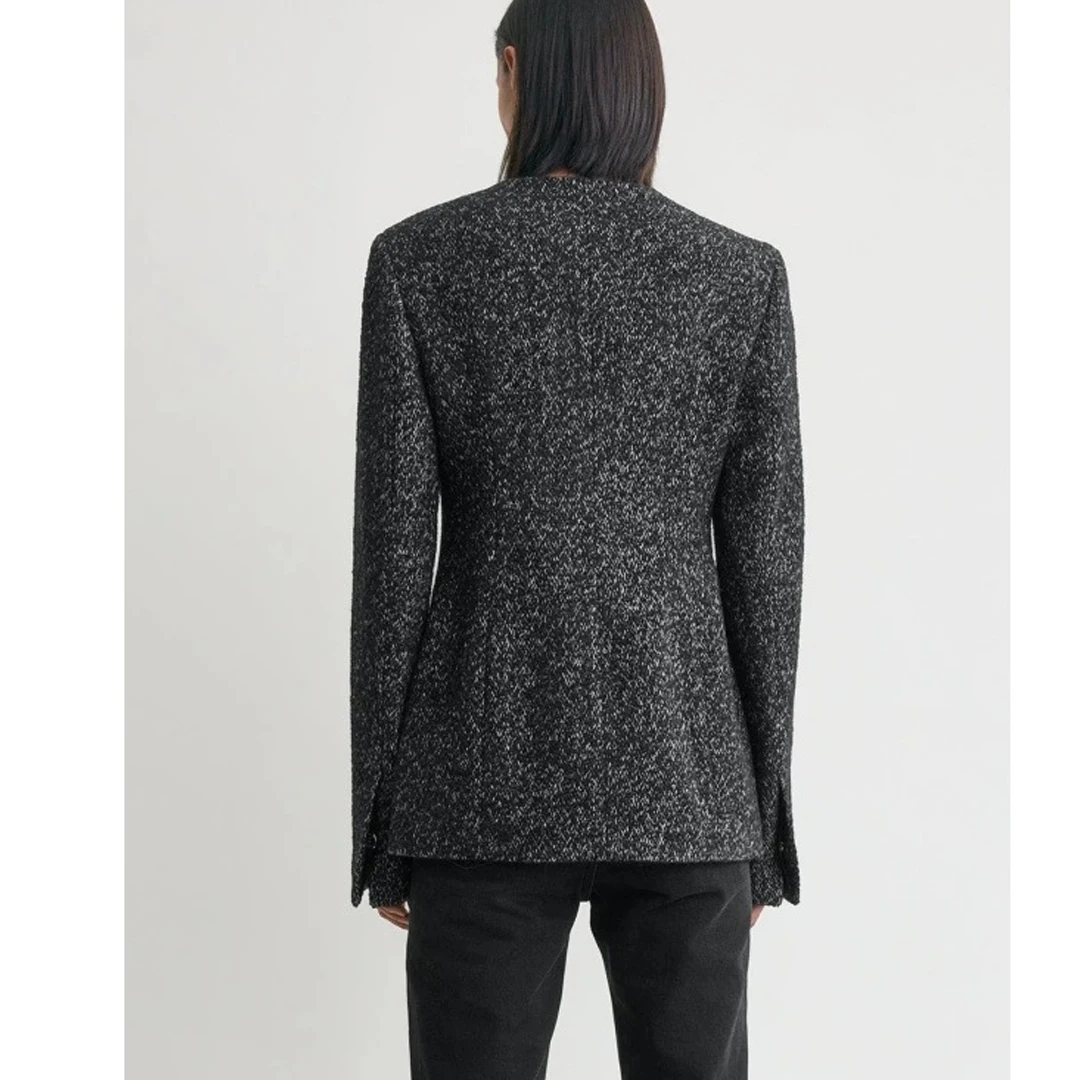 معطف خصر جديد لخريف وشتاء 2025 بسيط وخفيف وفاخر وأنيق من مزيج الصوف برقبة دائرية #4