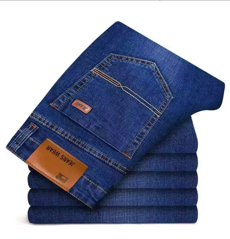 

Hot-selling men's denim pants for spring and summer, fashionable and durable, pure-colored work and business pants
