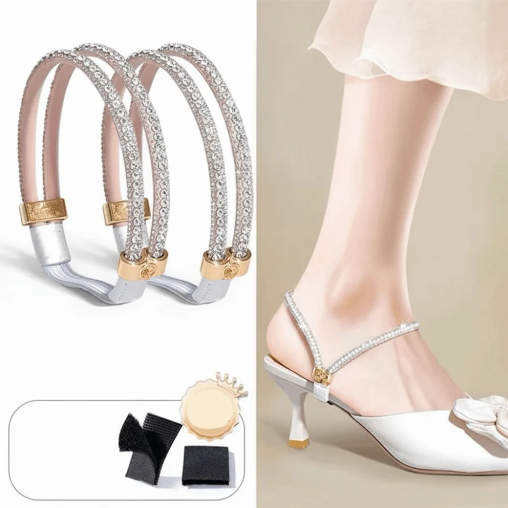 Prevent Falling Off Elastic Fixing Straps Anti-slip Straps Detachable Triangle Fixed Strap High-heel Shoelaces Rhinestone