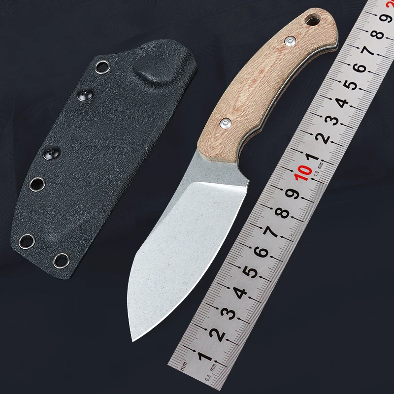 Outdoor camping multifunctional fixed 14C28N blade linen handle EDC tool hunting self-defense tactical survival straight knife