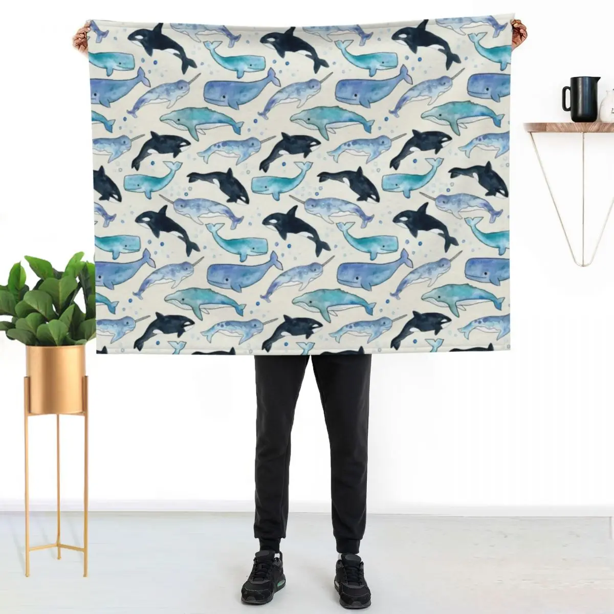 

Whales, Orcas & Narwhals Throw Blanket Cozy Throw Blanket for Bed Sofa Chair