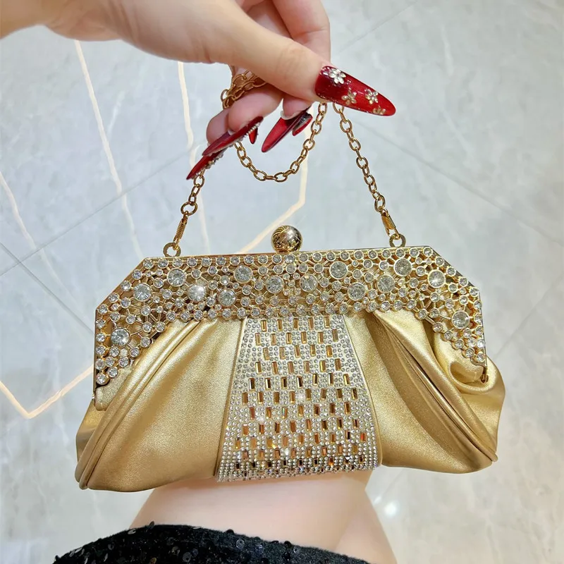 2025 Vintage Brand Dimond Evening Bags For Women Luxury Shoulder Crossbody Bags Chain Wedding Clutch Bags Party Cloud Handbags image 6