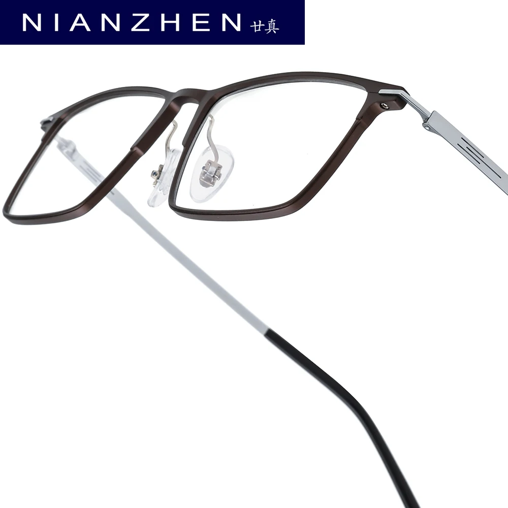 

NIANZHEN Aluminum Titanium Glasses Frame Men Square Brand Design Eyeglasses Ultralight-Weight Retro Eyewear Spectacles 28534