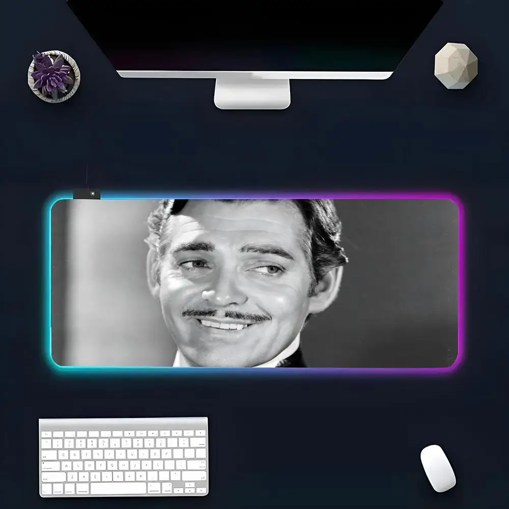 Actor For W-William C-Clark G-Gable Mouse Pad RGB Glow Personality Picture Custom PC Table Mat Carpet Mat Game Player Dedicated