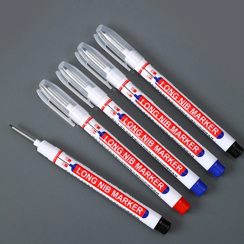 1/8/40/80Pcs Long Head Markers Pen Multi-purpose for Woodworking Tile Decoration Deep Hole Marker Pens Red/Black/Blue/Green Ink