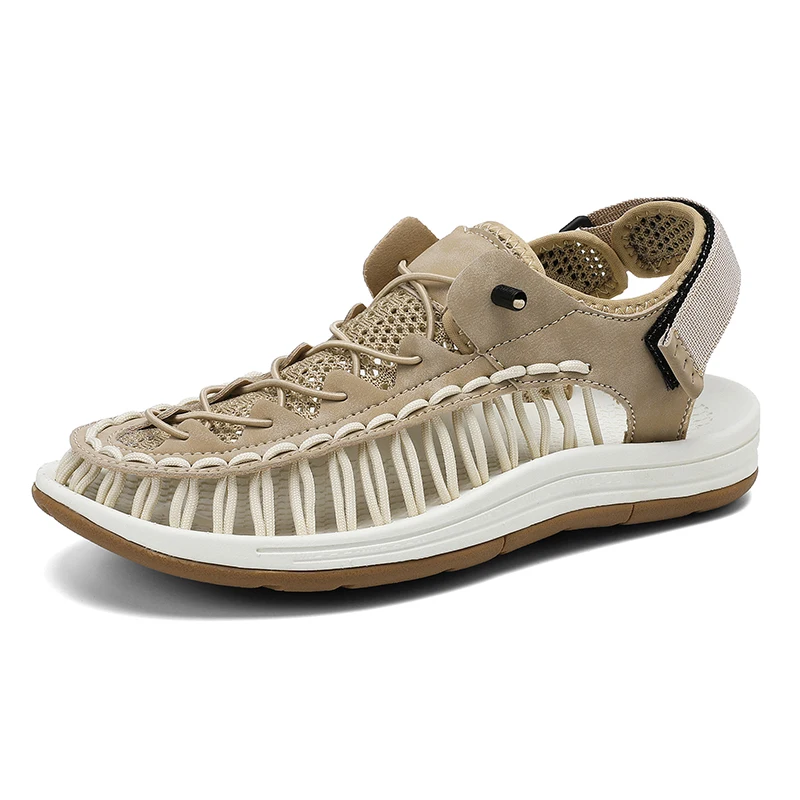 

VIPOL Мужские плетеные полые сандалии, дизайнерская модная повседневная уличная пляжная обувь, качественная мужская обувь