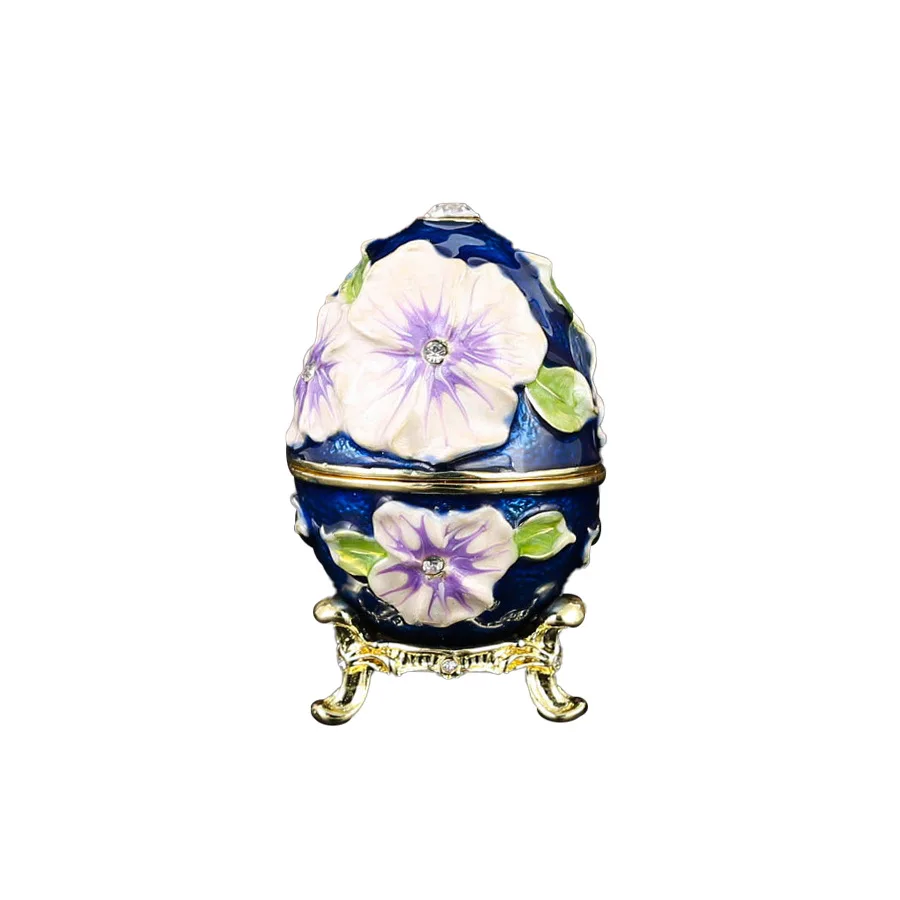 Enamel Colored Drawing Malus Spectabilis Flower Easter Egg Jewel Case Jewelry Storage Box Handicraft Home Furnishing Articles