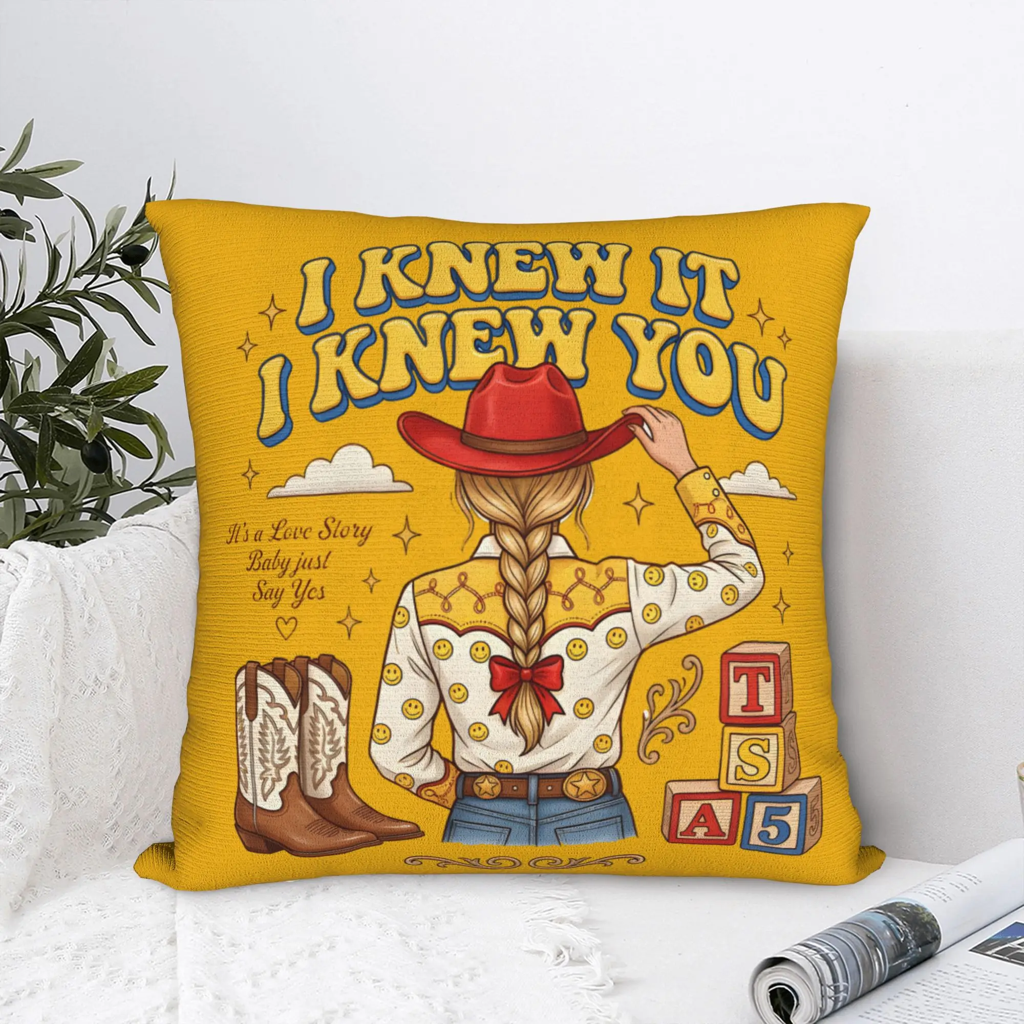 I Knew It I Knew You Country  Square Pillow Covers Polyester Sofa TS5  Cushion Case Cool Decorative Pillowcase 40*40