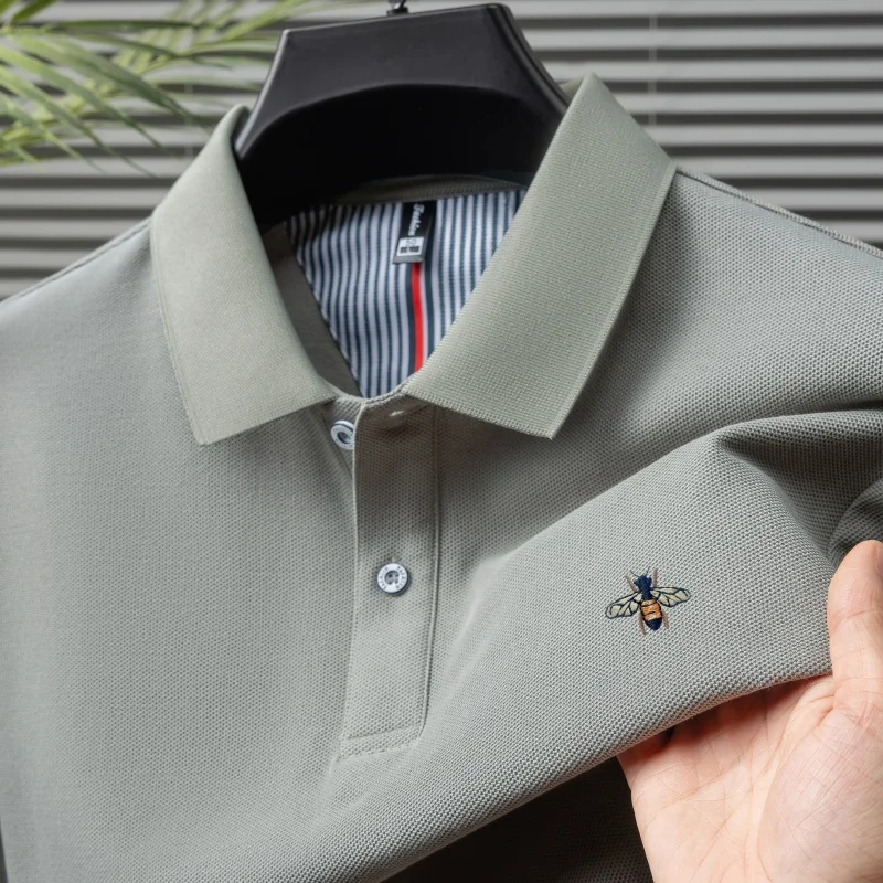 

Men's high-quality summer polo shirt, fashionable and exquisite bee embroidery polo shirt, casual short sleeved shirt