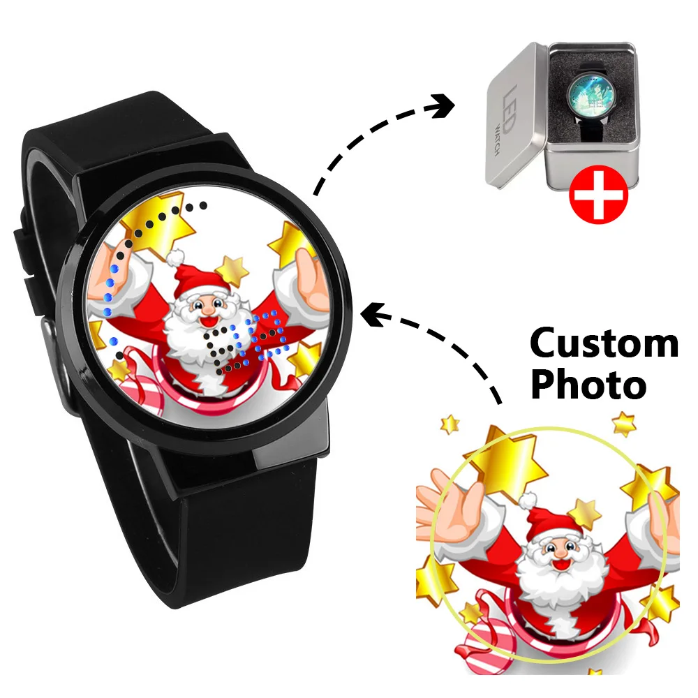 Creative Customization Personalized Photo Dials LED Touch ScreensSports Watches for Men and Women Watches Christmas Gifts