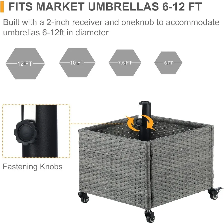 Schirmständer, Außensockel mit 4 Rädern, robuster Terrassenschirm-Übertopf für Garten, Hinterhof, Deck, Pool, langlebig