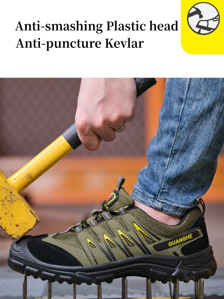 Chaussures de Sécurité Isolantes pour Homme, Baskets de Travail Légères, Anti-écrasement et Anti-crevaison, Bottes de Protection à Boucle IndeBuckle, 6KV