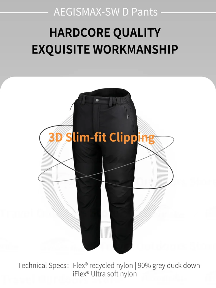 

AEGISMAX 90% Grey Duck Down Pants Men Women's Outdoor Ultralight Unisex Clambing Winter Warm Duck Down Trousers Waterproof 890g