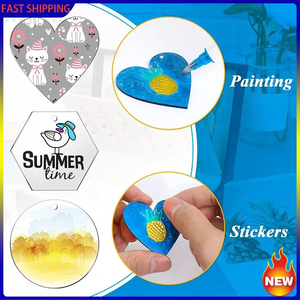 

Hot Trend-200 Pieces Acrylic Keychain Blanks Blank Acrylic Clear Keychain Pendants For DIY Craft Projects