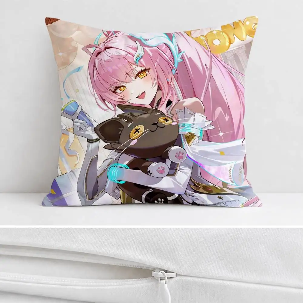 W-Wuthering Waves Aemeath Double-sided Printed Square Decorative Cushion Cover for Sofa Living Room Home Decor