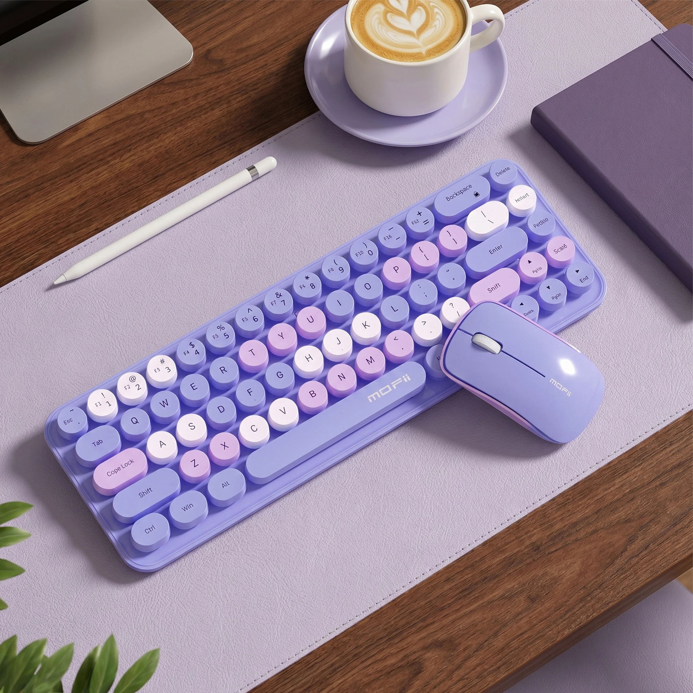 MOFii Idol Wireless Keyboard Mouse Combo, Macaron Gradient, Quiet Compact Portable Set for Laptop/Desktop Office