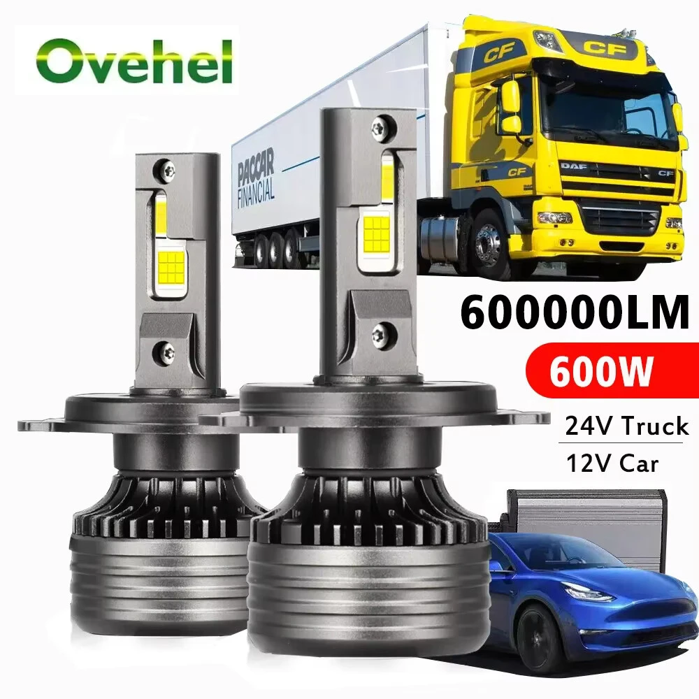 OVEHEL H7 LED H4 LED Bulbs Headlight H11 HB4 9006 HB3 9005 Canbus 600W 600000LM Auto Moto 12V Car 8875 CHIP 24v For Truck