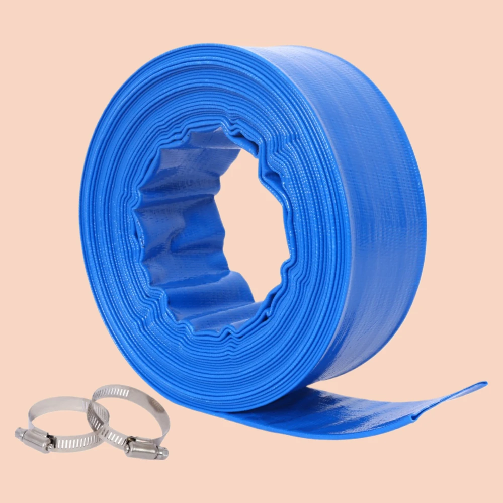 

2"x 50 FT Pool Backwash Hose, Blue Heavy Duty Reinforced PVC Lay Flat Water Discharge Hose for Swimming Pool Filter Pump