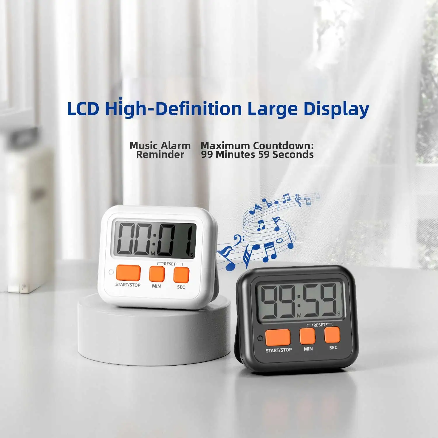 

1 шт. Креативный музыкальный таймер обратного отсчета для студентов, для самодисциплины, для занятий, для кухни, для фитнеса, бесшумный, с функцией отображения времени
