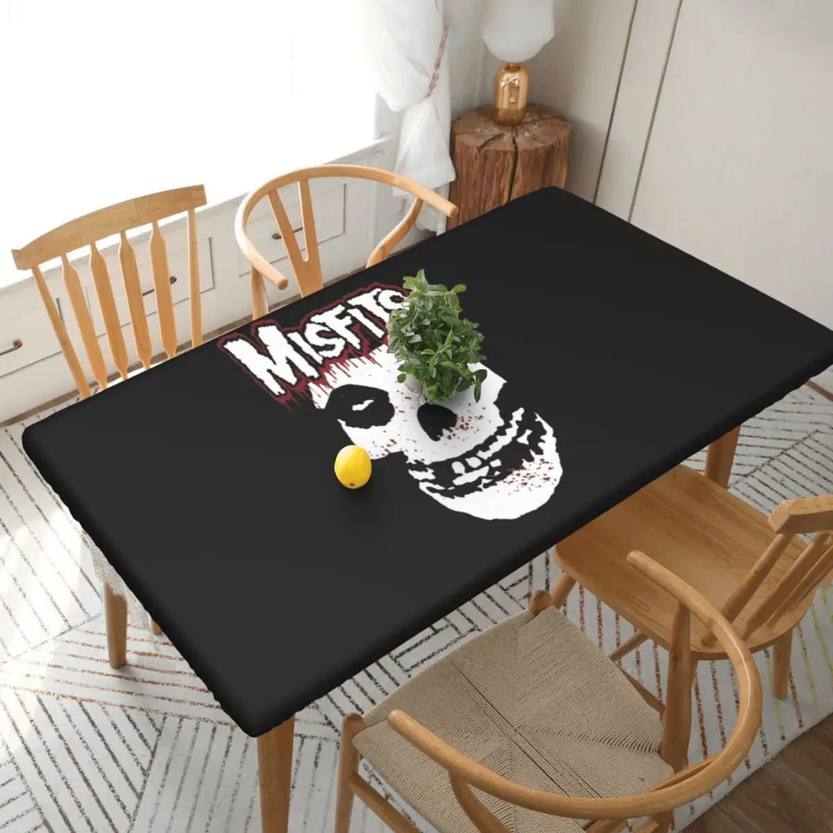 Misfits Skull Customized Rectangular Tablecloth Oilproof Table Cover for Dining Events Table Cloth