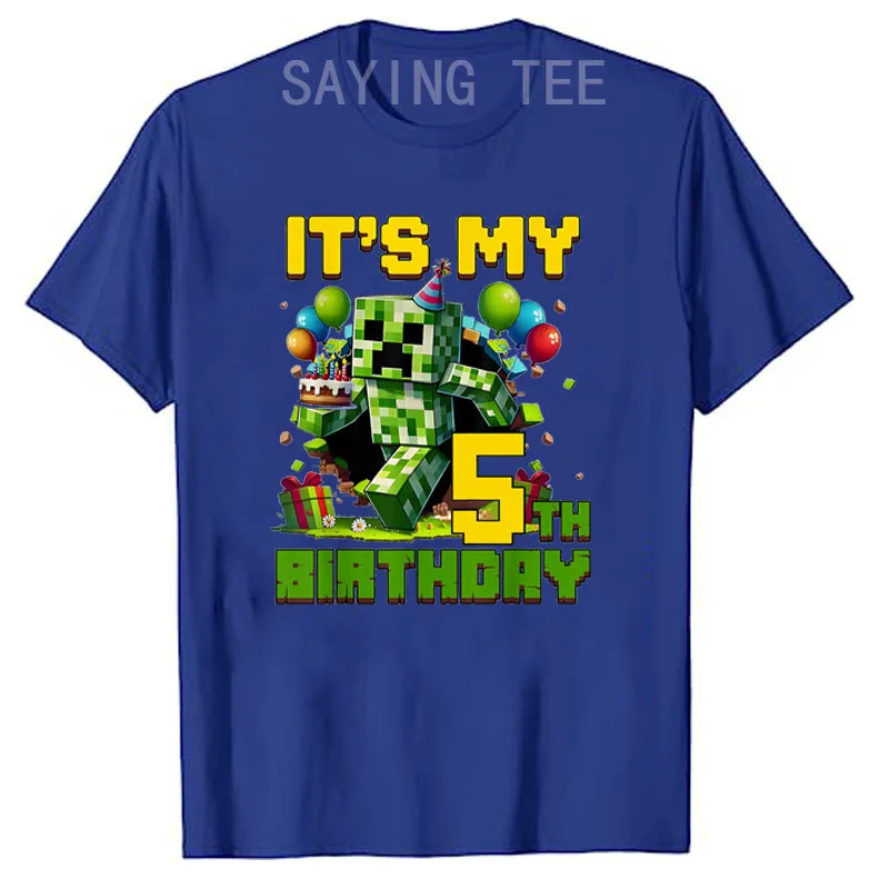 It's My 5th Birthday Video Game Pixel T-Shirt Boys Fashion 5 Years Old Clothes Cute Gamer Saying Tee