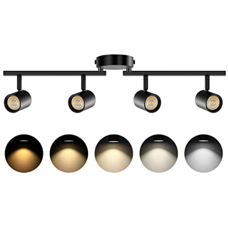 

5-Color 4 Light LED Track Lighting Fixtures Ceiling for Kitchen Dimmable Track Lighting Kit Ceiling Spotlight Flush Mount Adjus