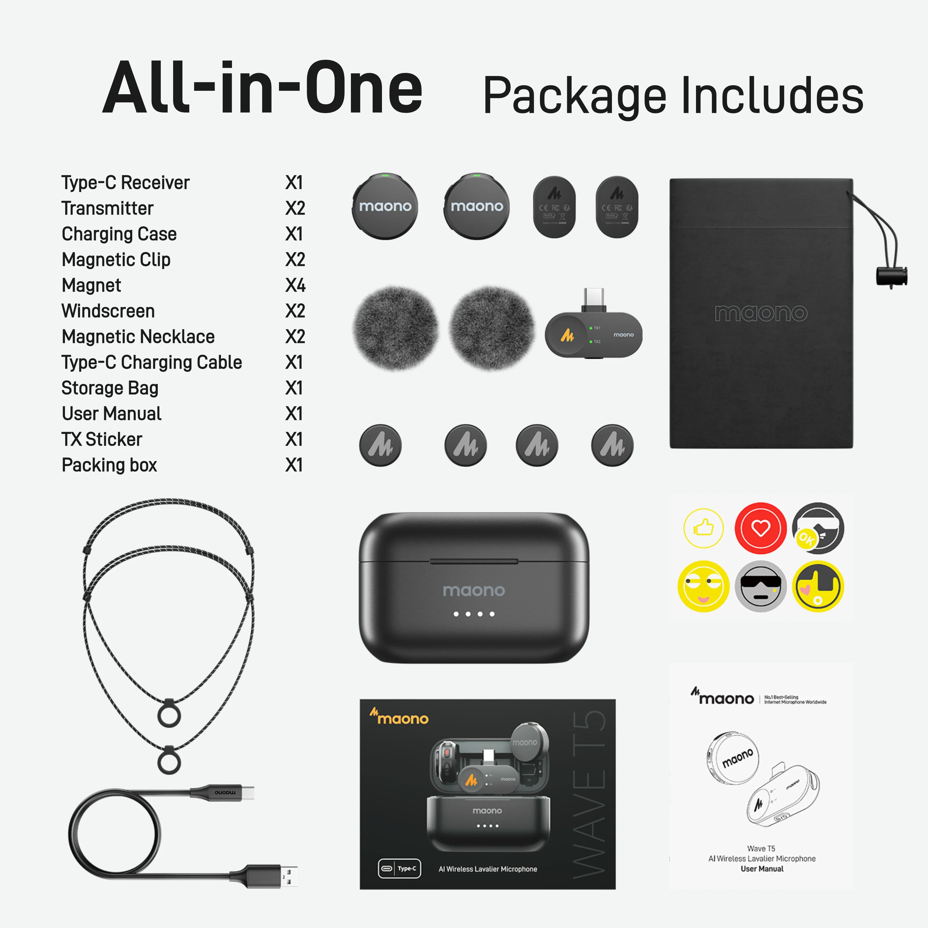 MAONO USB ピンマイク ワイヤレスマイク Wave T5 超軽量 Amazon.com