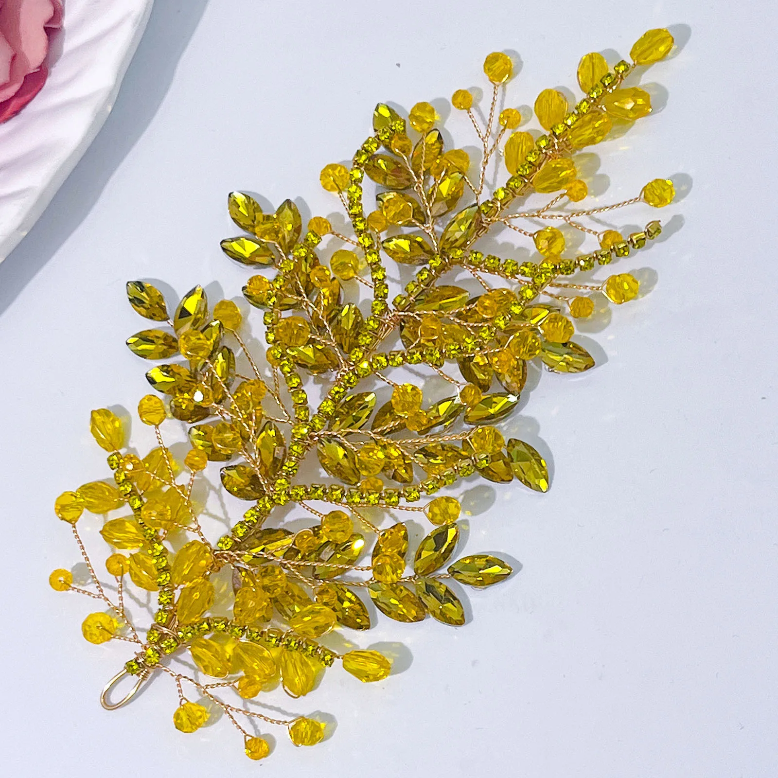 

DZ256 Bride Headpiece Baroque Headband Yellow Crystal Wedding Tiaras for Women Bridal Hair Jewelry Party Dress Head Accessories